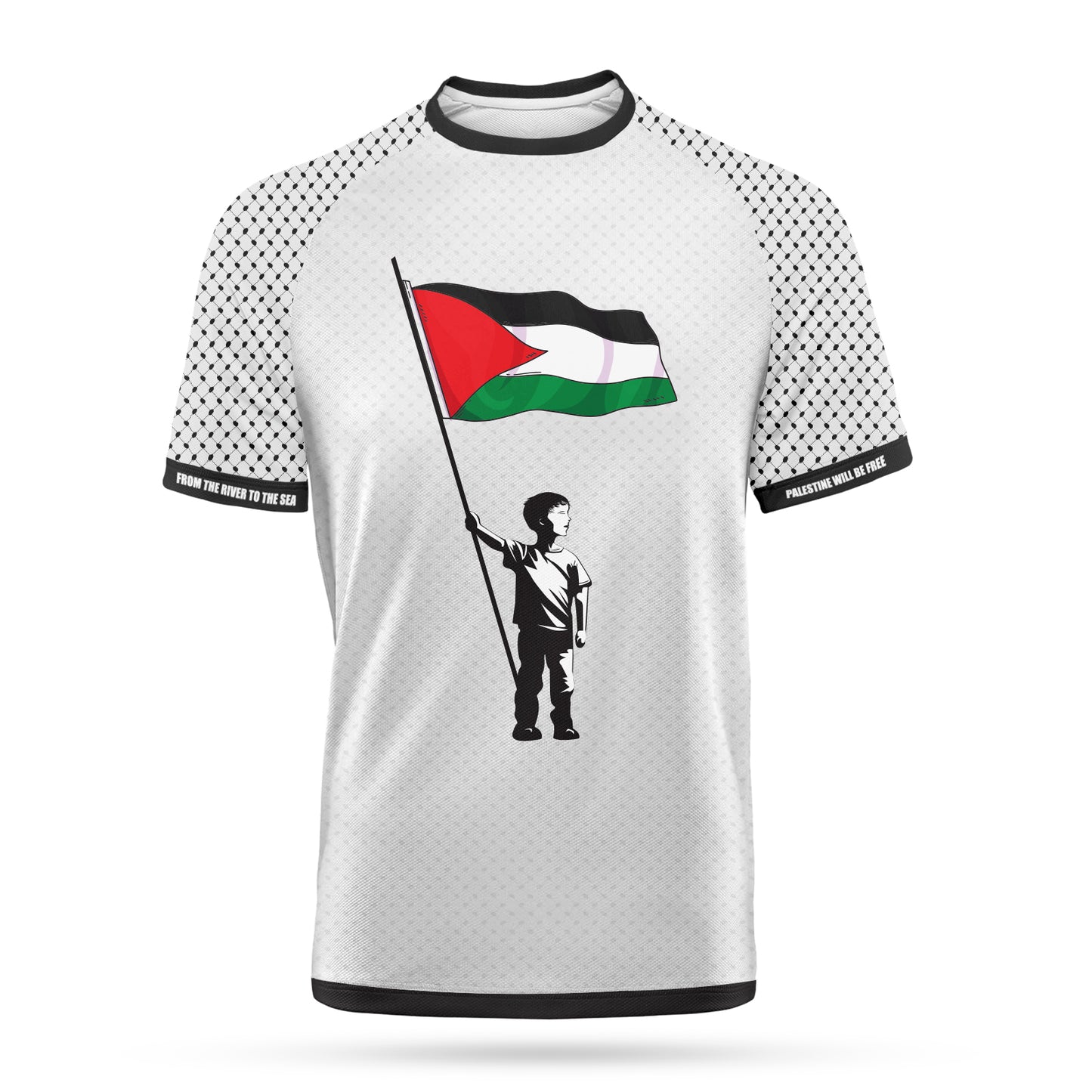 White Banksy Inspired Child Palestine Flag Football Shirt Regular Fit