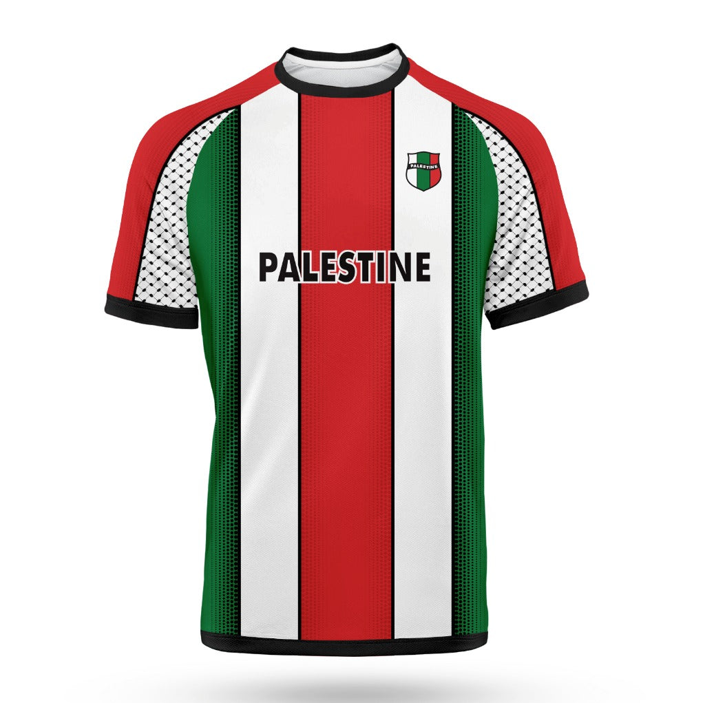 Palestine Concept Football Shirt Green Red White Stripe